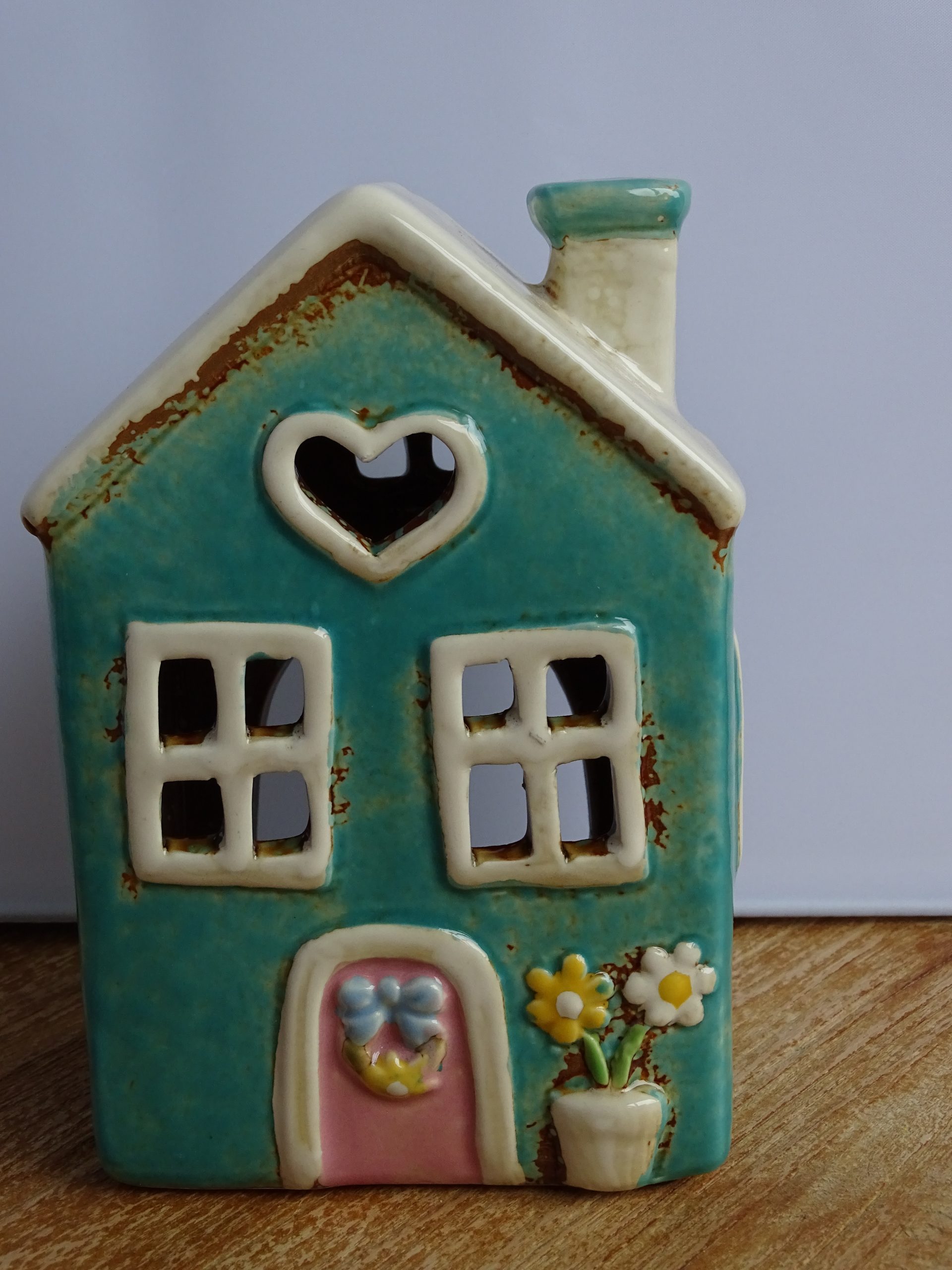 Keramiek huisje turquoise